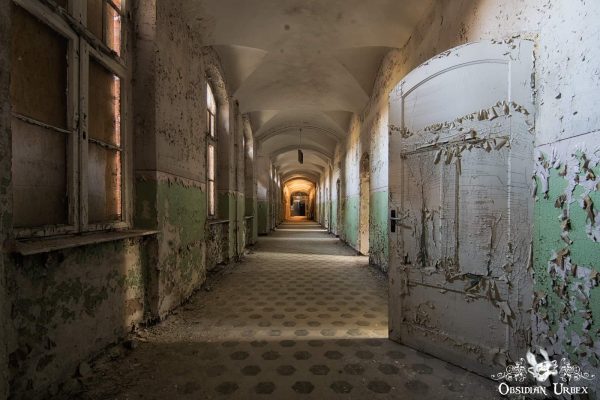 Beelitz Heilstätten Germany Tuberculosis Clinic Corridor with Peeling Paint