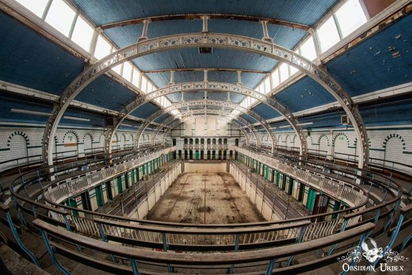 Moseley Road Baths Birmingham England UK Fisheye Photograph of Derelict Swimming Pool