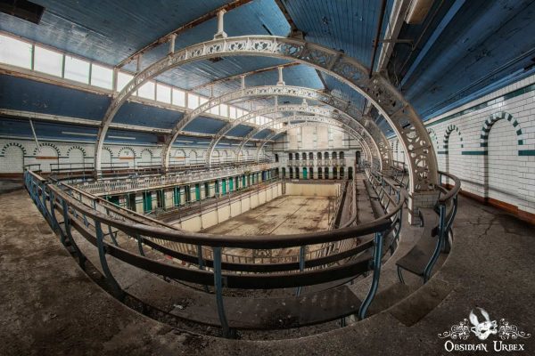Moseley Road Baths Birmingham England UK Fisheye shot of Edwardian Swimming Pool