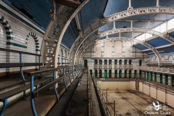 Moseley Road Baths Birmingham England UK Seating Area Benches in Viewing Gallery