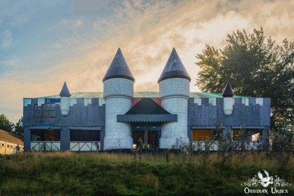 Camelot Theme Park England UK Abandoned Kiddies Indoor Playland Sunset