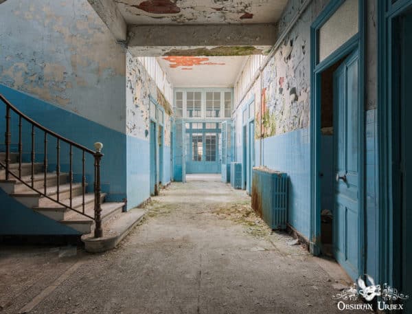Les Thermes Bleus France Decaying Spa Corridor Abandoned Since 1980s