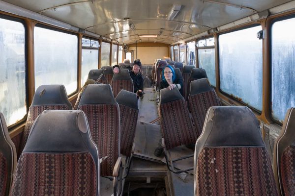The Baltics Tour 2019 Janine Pendleton Alex Harford in Soviet Bus