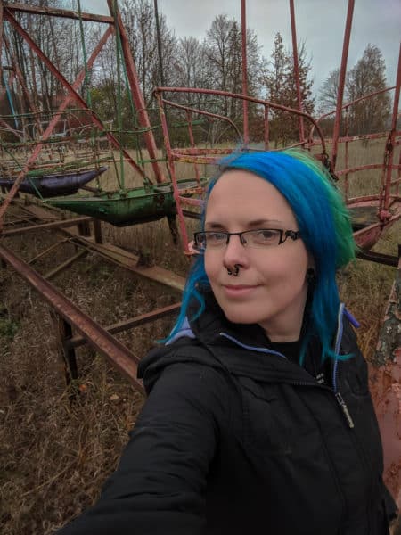The Baltics Tour 2019 Janine Pendleton at Abandoned Latvian Theme Park