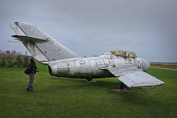 The Baltics Tour 2019 Janine Pendleton with MiG 15 Photo by Alex Harford