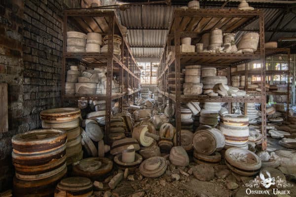 Falcon Works England Stored Pots in Derelict Factory