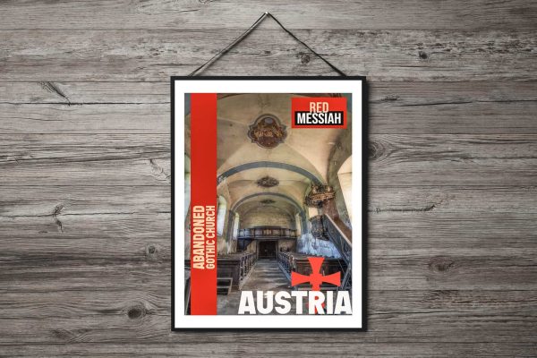Poster Graphic Art Large Format Print of Abandoned Red Messiah Church in Austria Urbex Urban Exploration