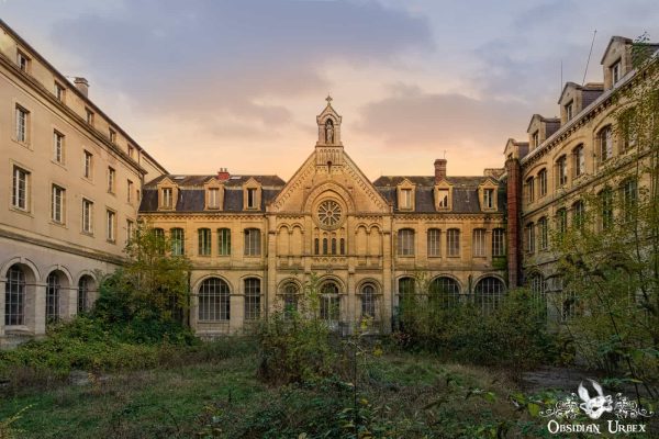 Hopital Plaza France Sunset at Derelict French Hospital