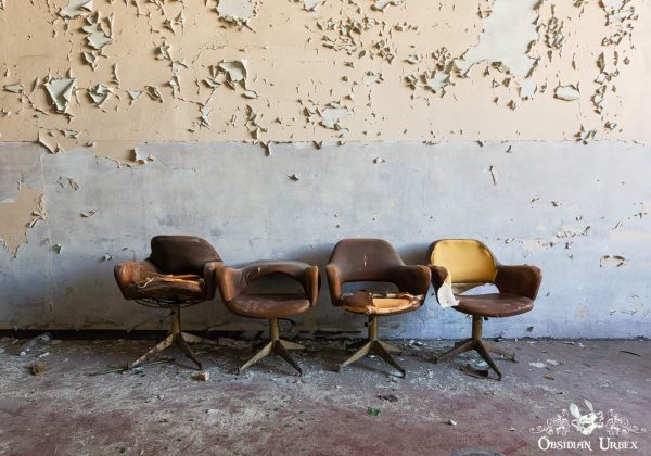 Manicomio di C Italy The Famous Chairs In The Abanoned Hospital Corridor