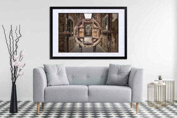 Primum Non Nocere Abandoned Prison Medical Wing Framed Fine Art Print By Obsidian Urbex Photography Above Sofa