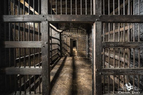Victorian London Movie Set Looking Through Jail Doors