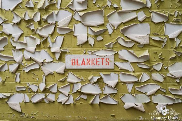 Hospital Laundry Ireland Old Wooden Sign On Peeling Paint Wall Blankets