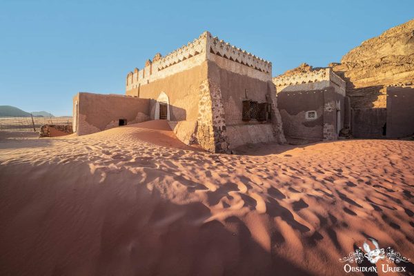 A deserted village in the middle of the desert.