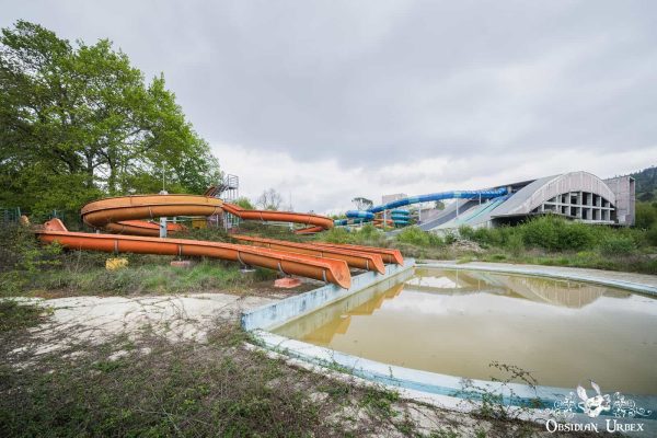Unfinished Water Park Smaller Pool With Main Complex In Distance