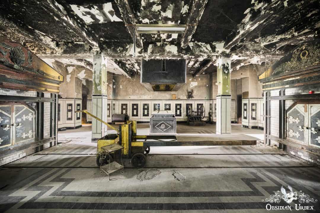 1920s Crematorium Romania Body Trolley On Rails To Furnce