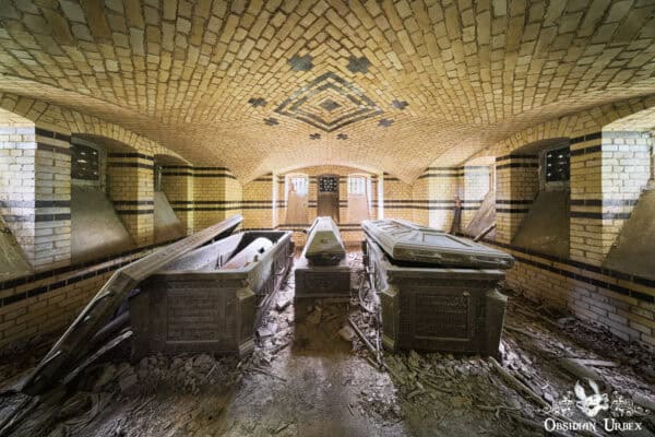 Mausoleum K Germany Undercroft Family Coffins Below Tiled Ceiling